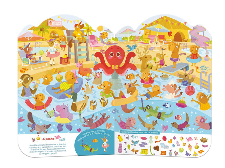 Livre cherche et trouve En vacances ! Auzou Mlle et Coco