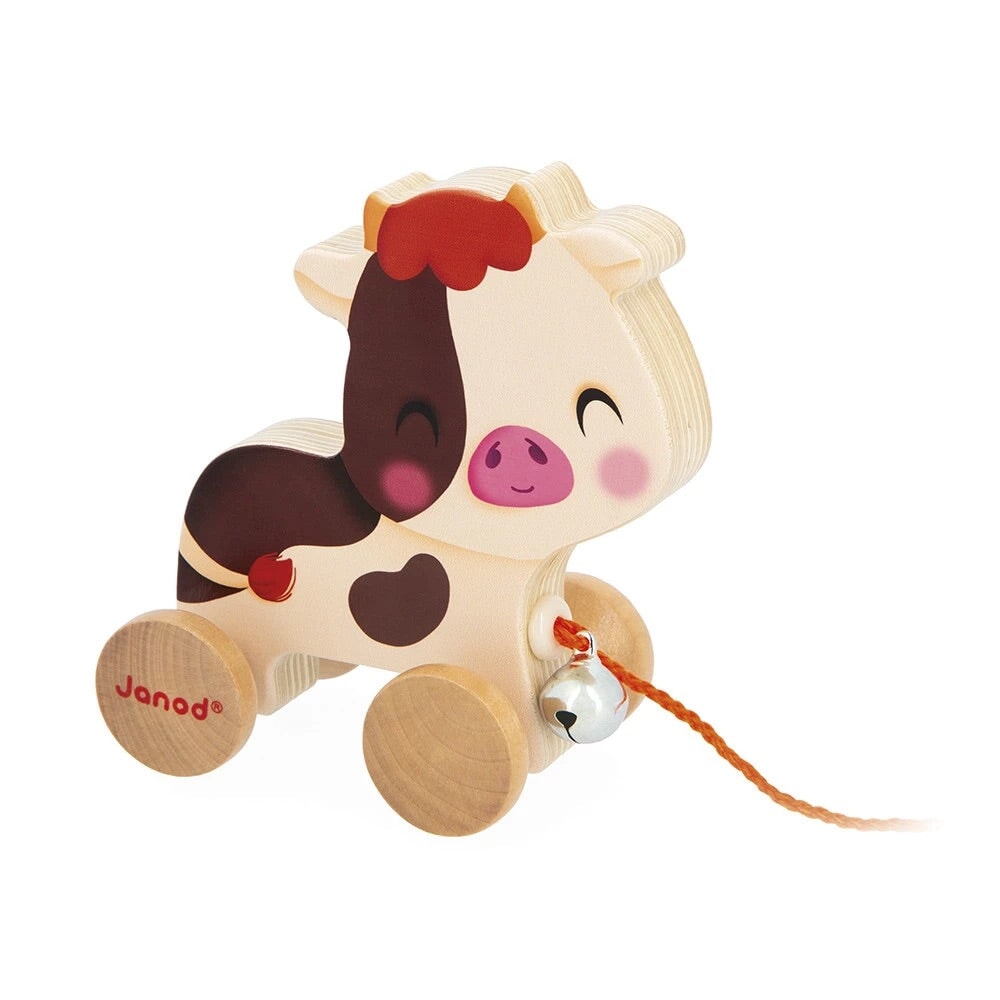 Jouet de Janod, vache à promener en bois