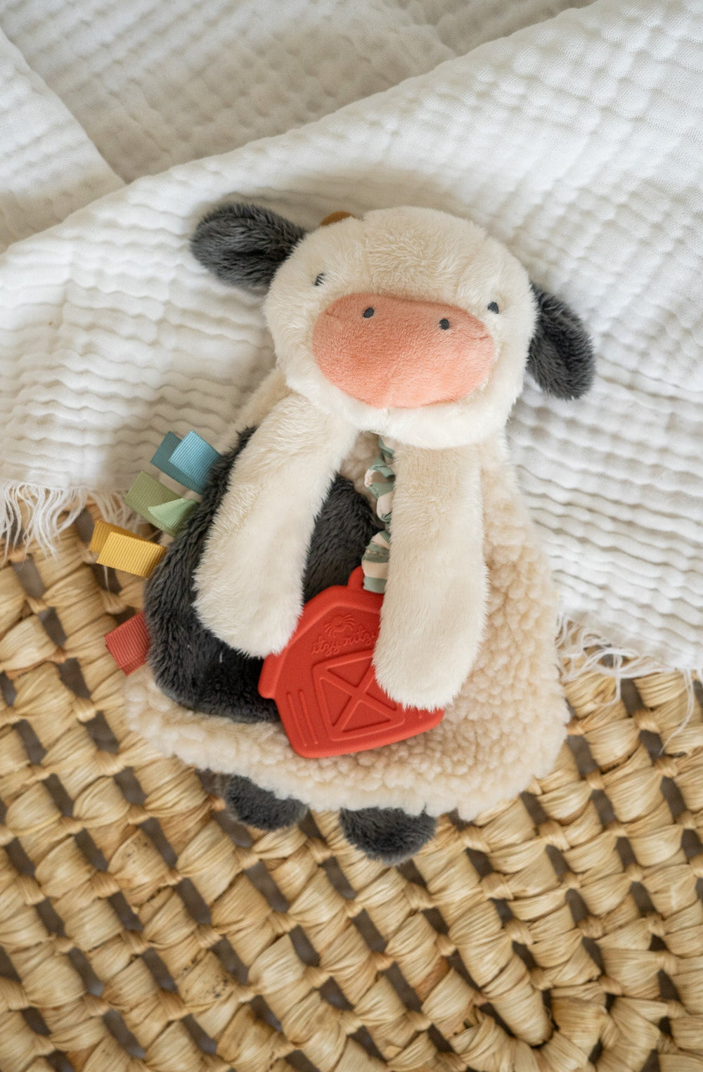 jouet texturé vache jeu sensoriel éveil tout-petit enfant Itzy Ritzy