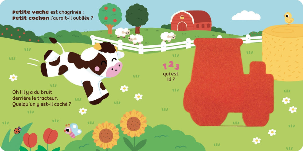 Livre sonore 1, 2, 3, qui est là ? Petite vache  Auzou éditions