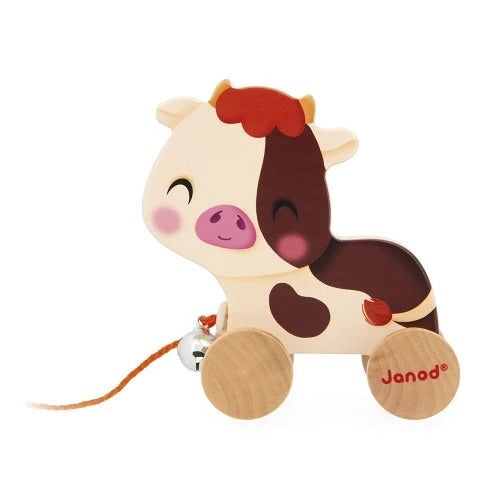 Jouet de Janod, vache à promener en bois