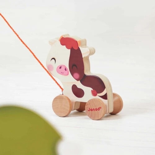 Jouet de Janod, vache à promener en bois