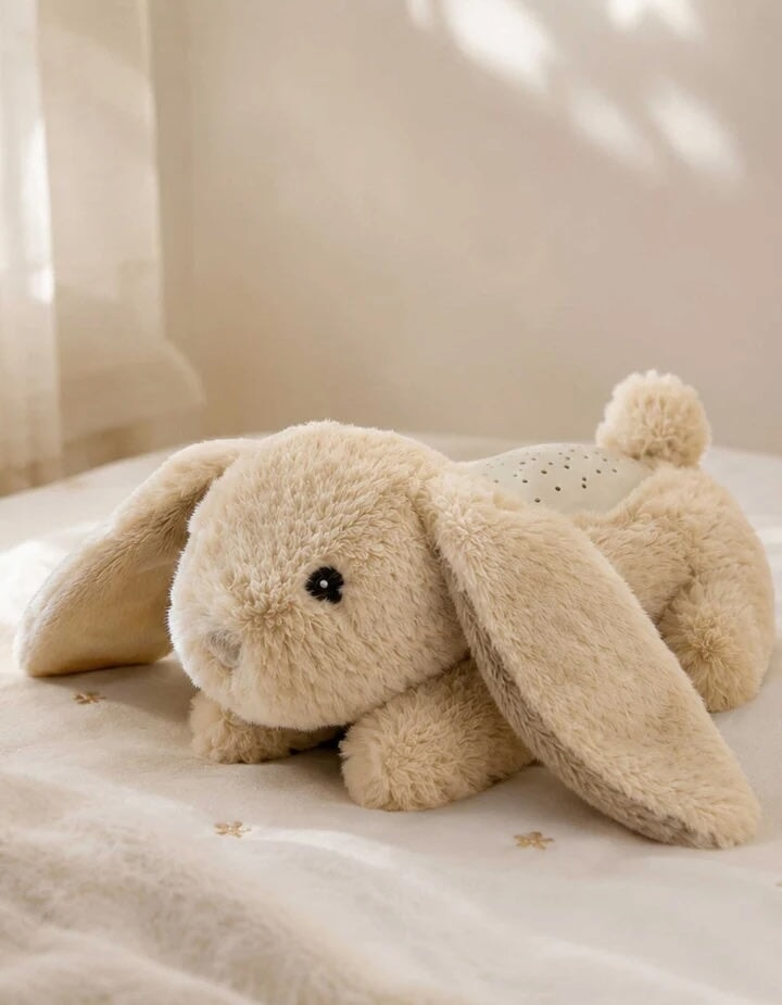 Veilleuse et projecteur lampe crépuscule Lapin beige Charlie Cloud B Mlle et Coco