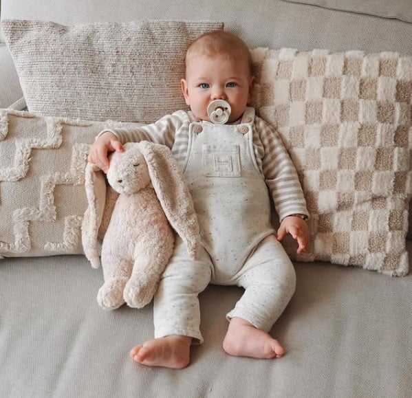 Peluche Moonie lapin rose veilleuse sonore Mlle et Coco