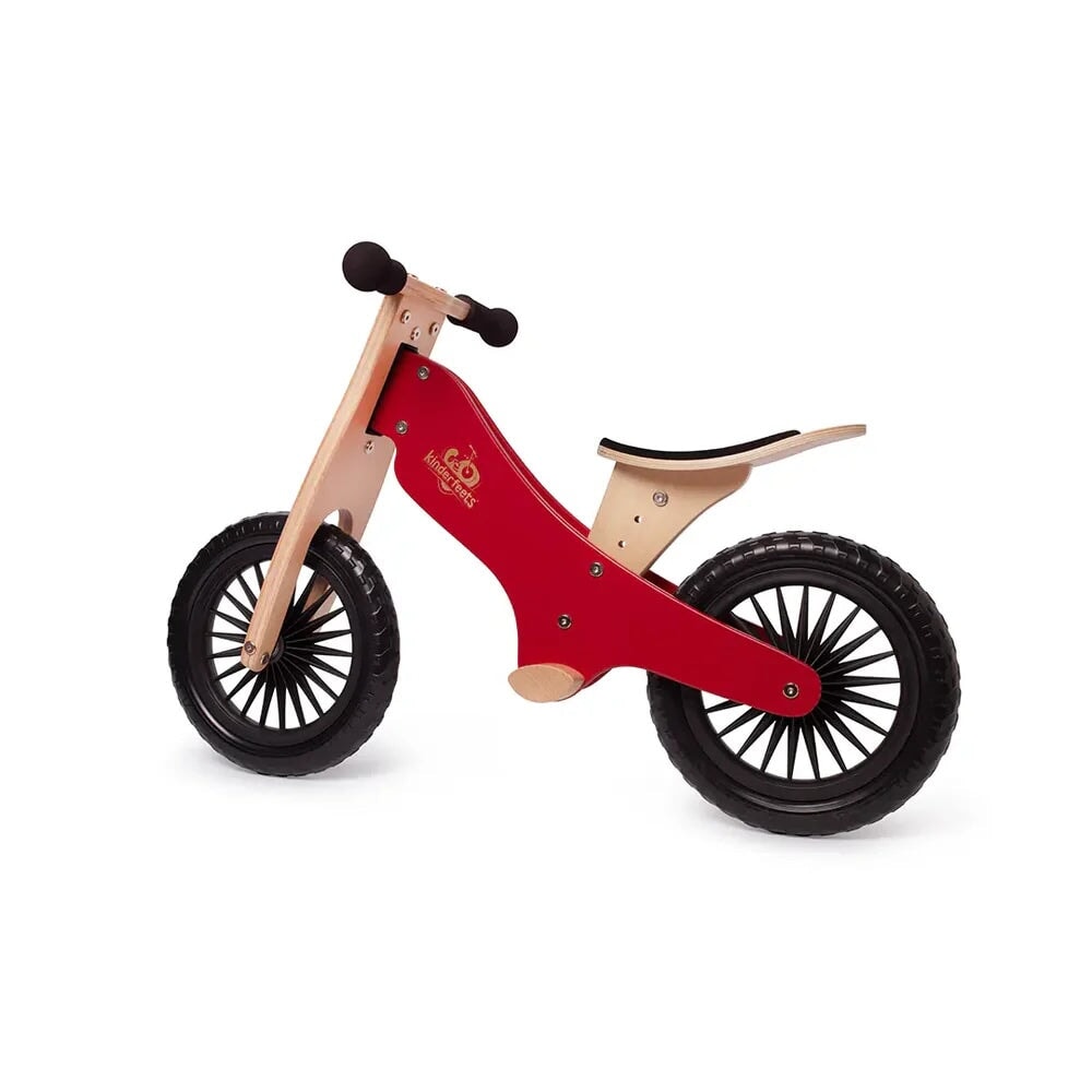 Vélo d'équilibre classique en bois rouge cerise Kinderfeets Mlle et Coco
