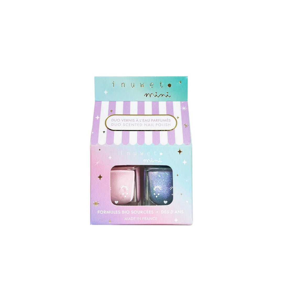 Duo Vernis Aqualand Rose et Bleu Princesse Inuwet Vegan Mlle et Coco