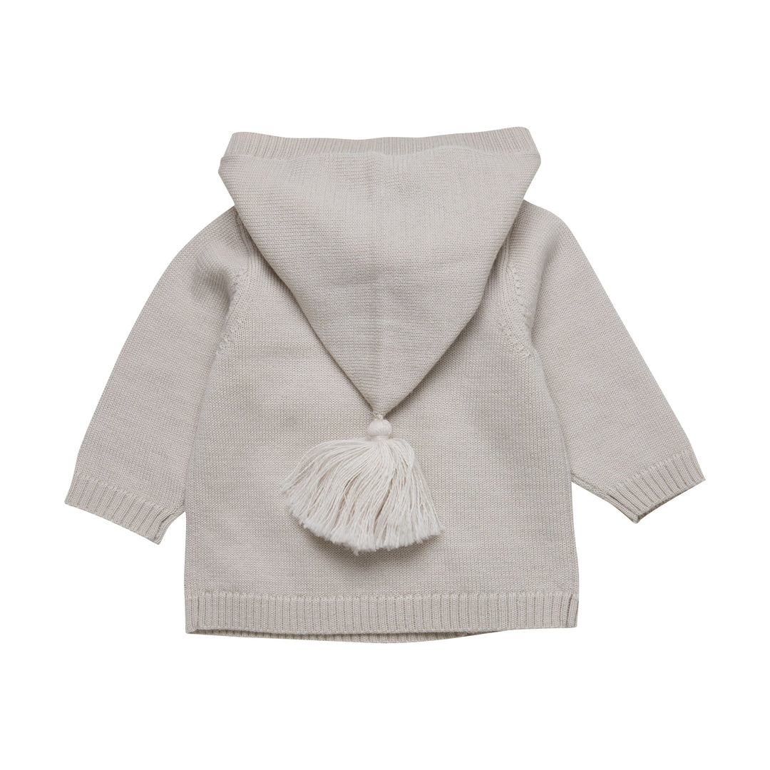 veste avoine capuchon pompon fermoir bouton fixoni enfant
