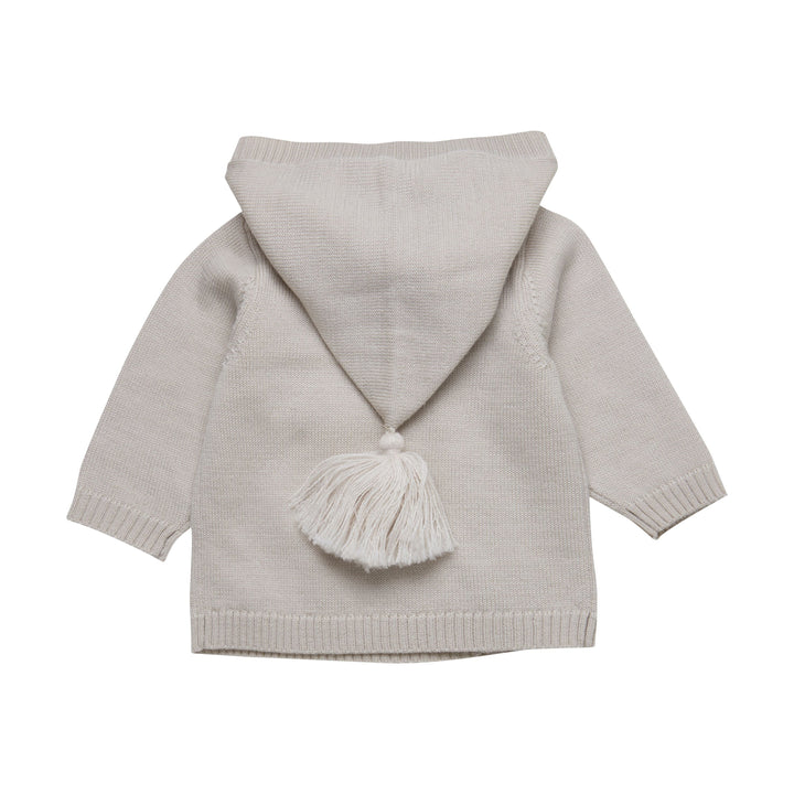 veste avoine capuchon pompon fermoir bouton fixoni enfant