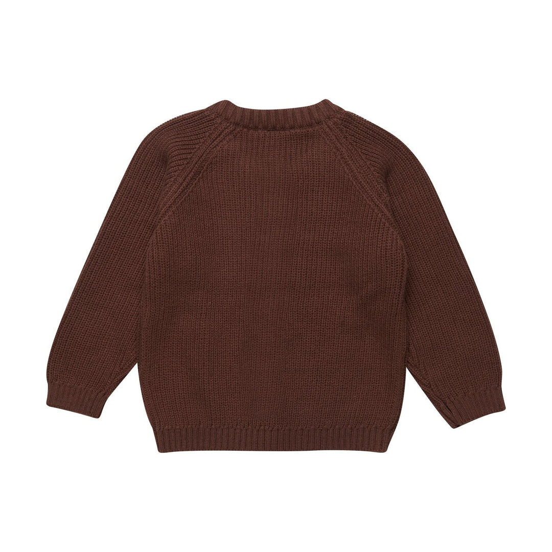 veste cardigan tricot fermoir bouton brun En-fant vêtement enfant