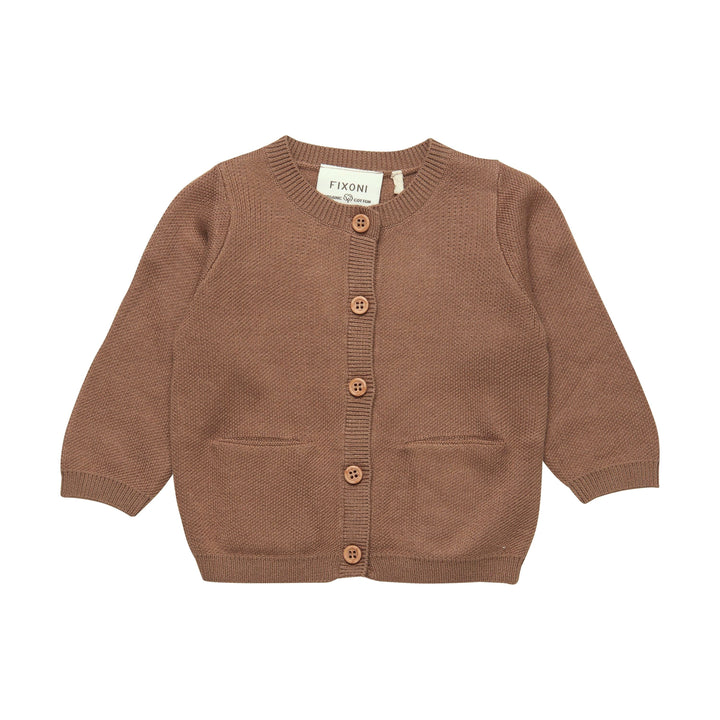 cardigan veste tricot bouton moka viscose coton fixoni