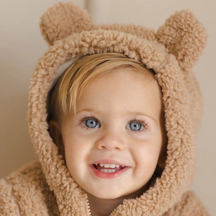 Veste en molleton de Quincy Mae couleur caramel avec petites oreilles