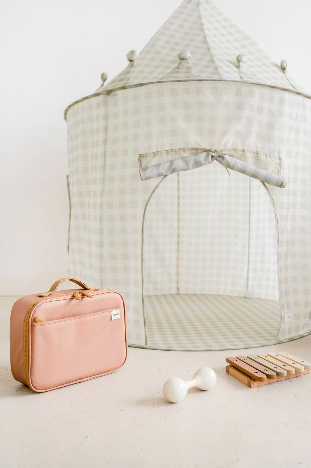 tente de jeu 3 sprouts vichy beige Mlle et Coco