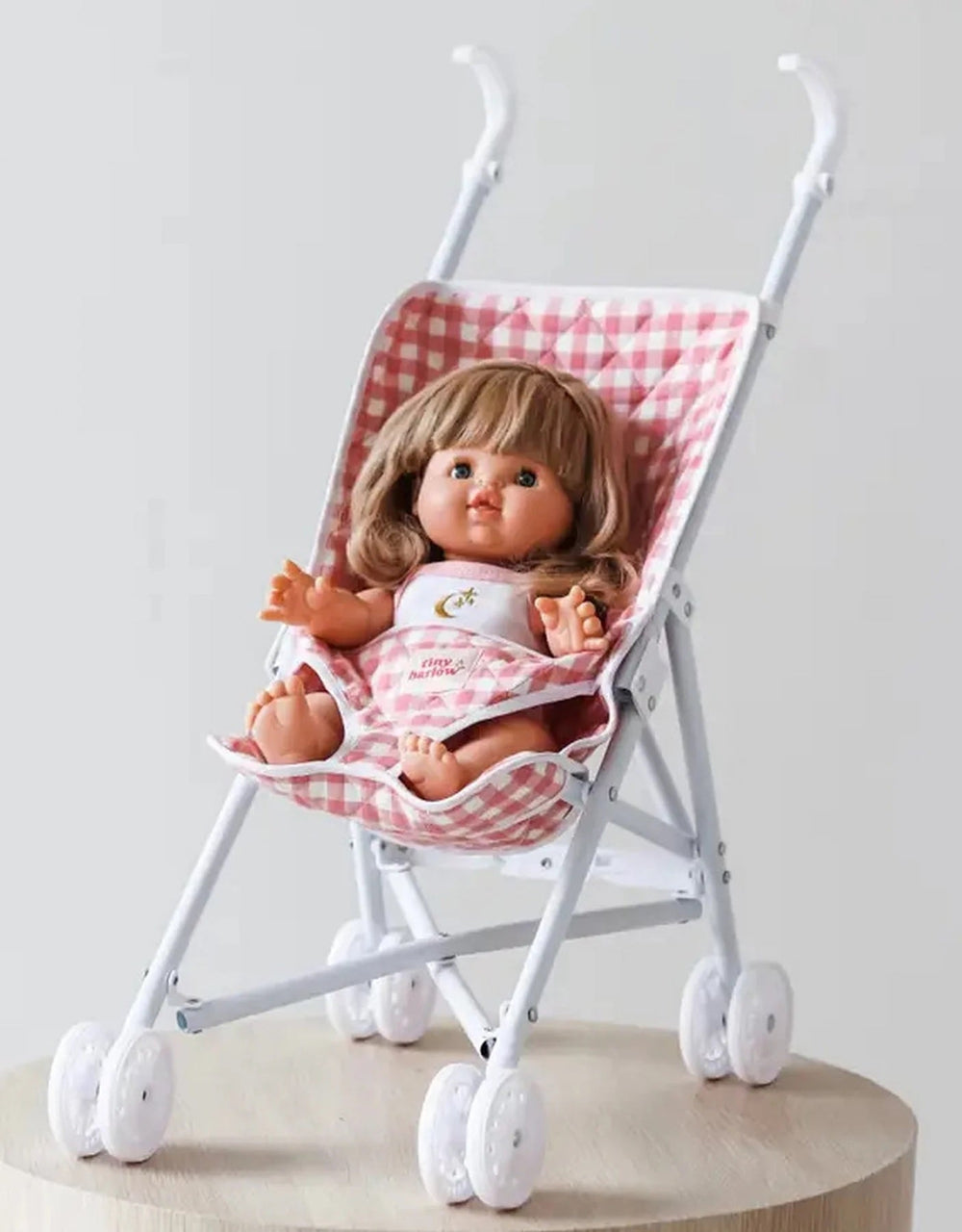 poussette pour poupée vichy rose Tiny harlow accessoire jouet enfant