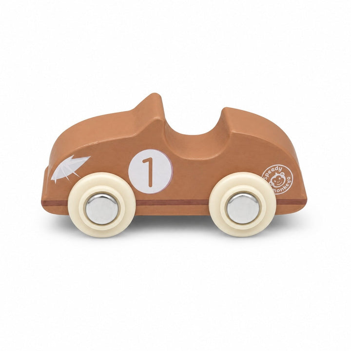 Jeux à tirer Voiture de course en bois (plusieurs couleurs) Speedy Monkey Mlle et Coco