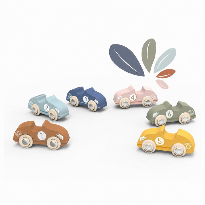 Jeux à tirer Voiture de course en bois (plusieurs couleurs) Speedy Monkey Mlle et Coco
