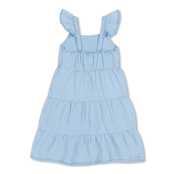 Robe tencel bleu pâle Wrtk vêtement fille Mlle et Coco