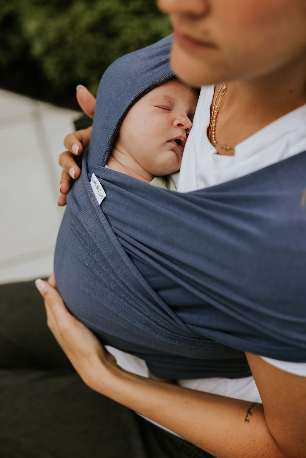 Écharpe de portage en bamboo bleu français Zak et Zoé Mlle et Coco