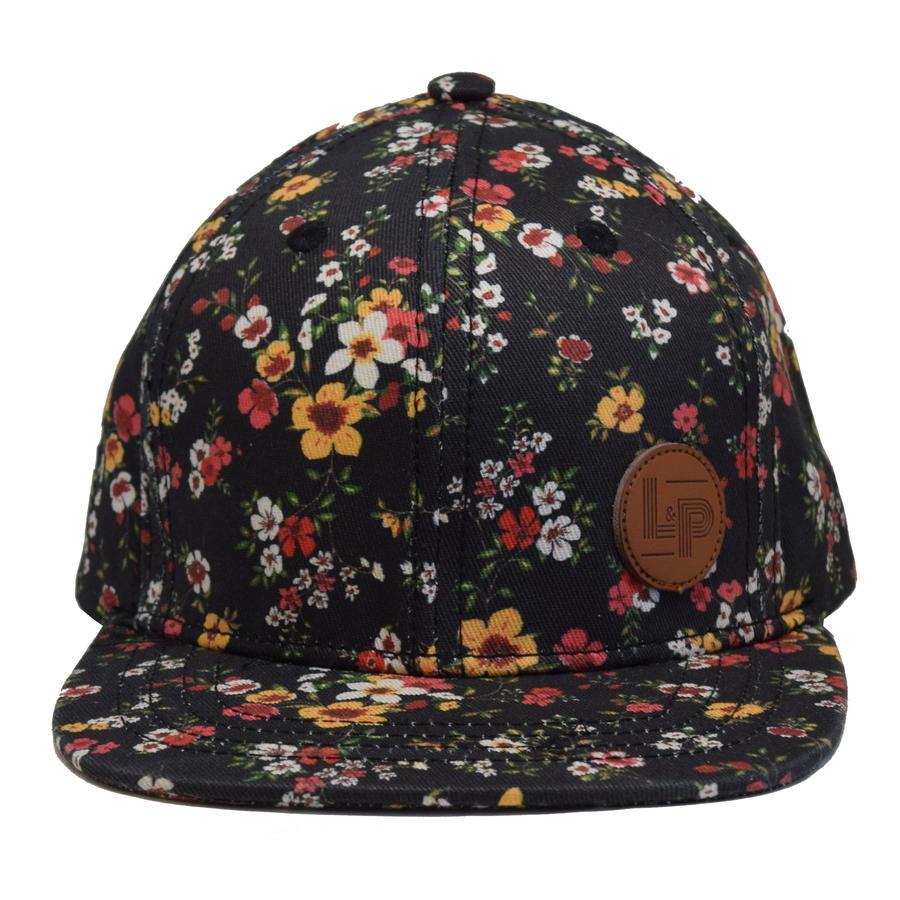 Casquette Snapback Florence - Noir avec fleurs rouges, blanches et jaunes - L&amp;P par L&amp;P vendu par MlleetCoco.com