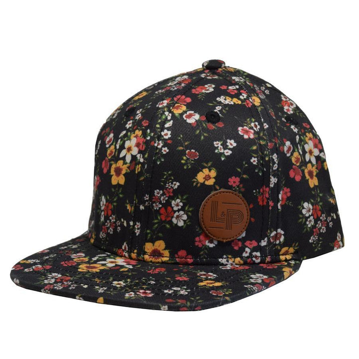 Casquette Snapback Florence - Noir avec fleurs rouges, blanches et jaunes - L&amp;P par L&amp;P vendu par MlleetCoco.com