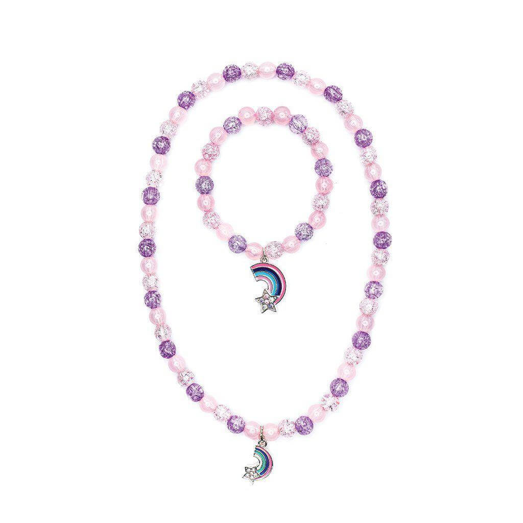 collier arc en ciel mauve et rose fille gréat prétendre