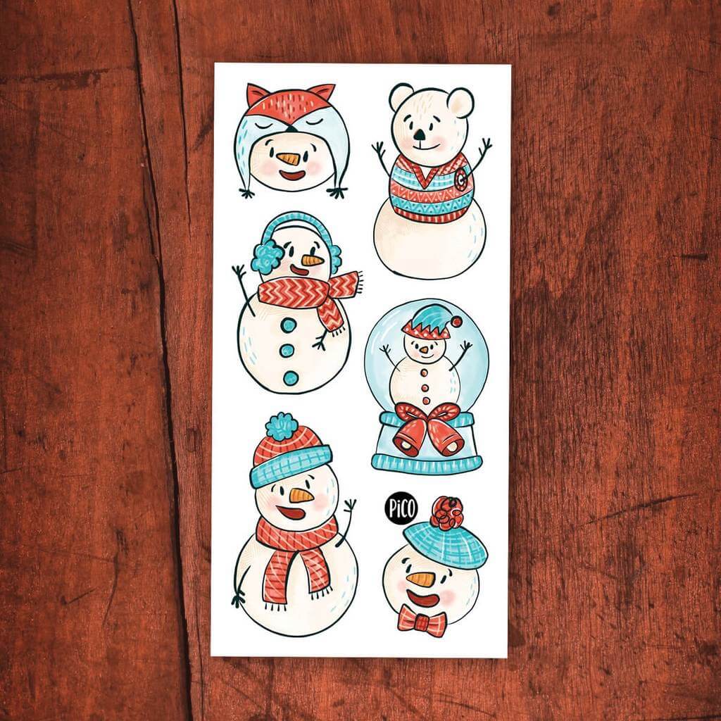 Tatouages temporaires - Bonhommes de neiges - Pico tatouage Jouet/jeux Pico tatouage 