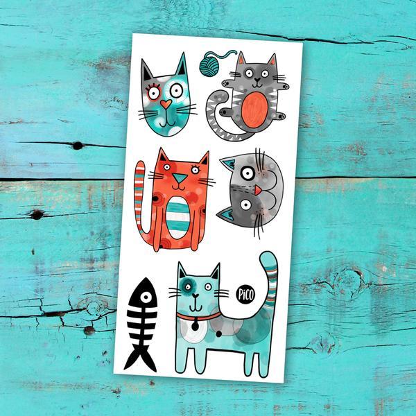 Tatouages temporaires - Bibi le chat gris - Pico tatouage par Pico tatouage vendu par MlleetCoco.com