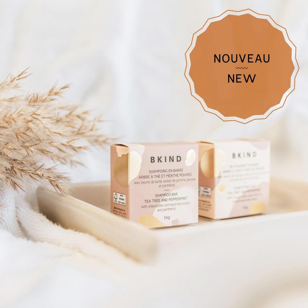 Shampoing en barre végétalien (sans emballage) - Arbre à thé en menthe poivrée pour cheveux colorés - Bkind Produits de soins Bkind 