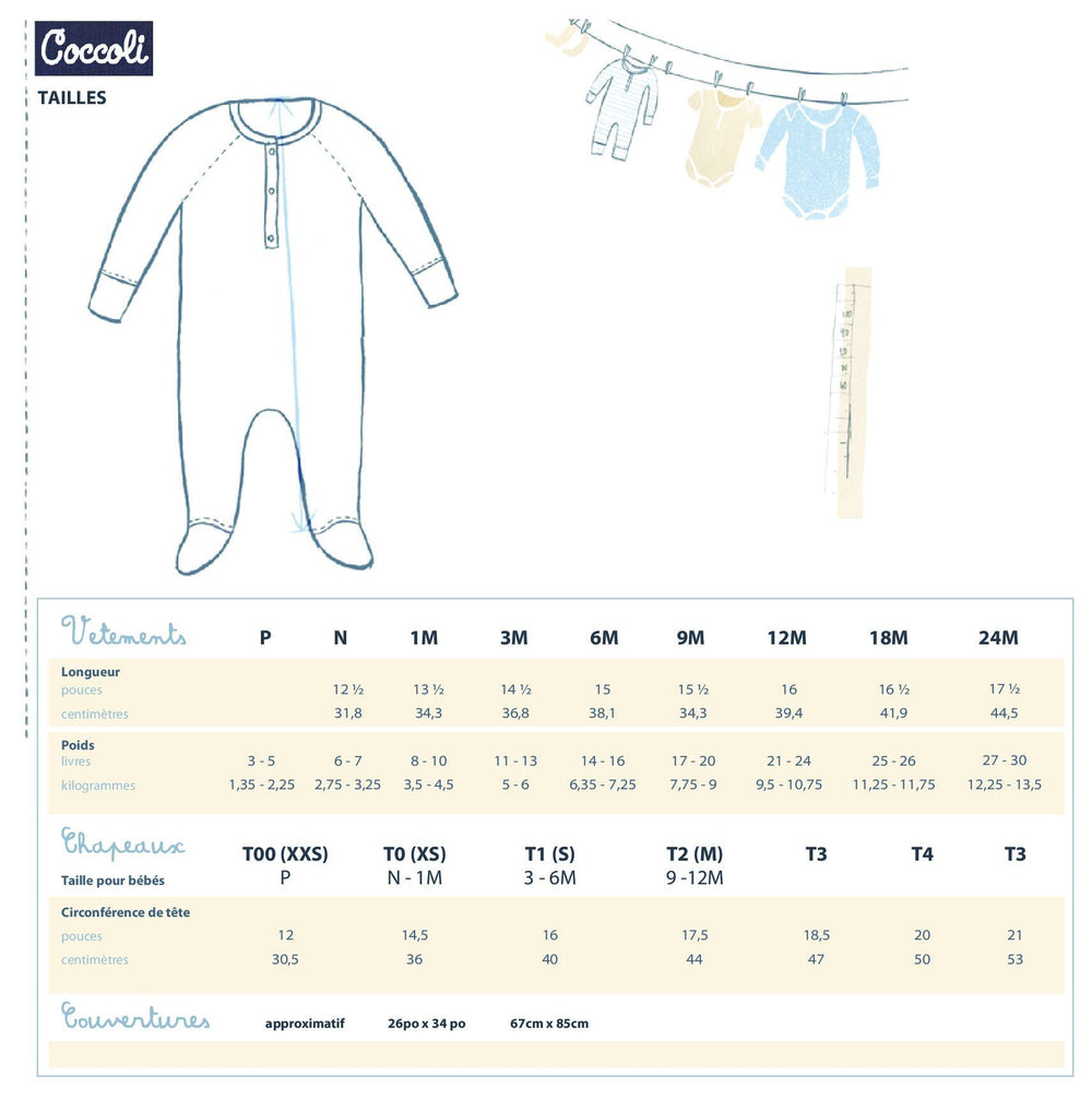 Pyjama en coton/modal - Blanc avec carreaux noirs et boutons à pression - Coccoli par Coccoli vendu par MlleetCoco.com