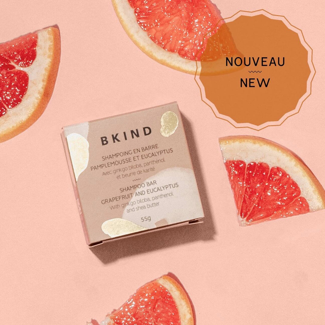 Shampoing en barre végétalien (sans emballage) - Pamplemousse et eucalyptus pour cheveux normaux et/ou à tendance grasse - Bkind Produits de soins Bkind 
