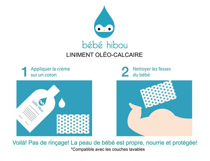 Bébé hibou liniment oléo calcaire changement couches enfants compagnie québécoise