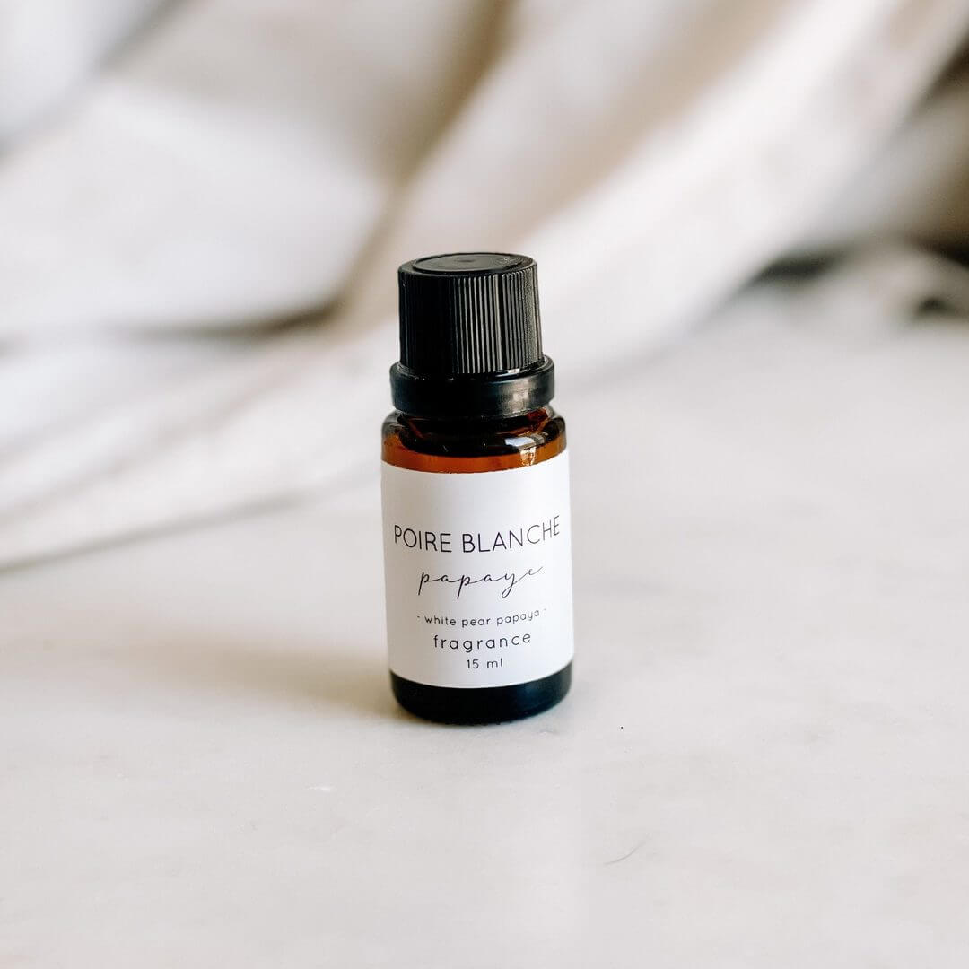 Marée chandelles fragrances pour balle de séchage poire blanche et papaye compagnie québécoise