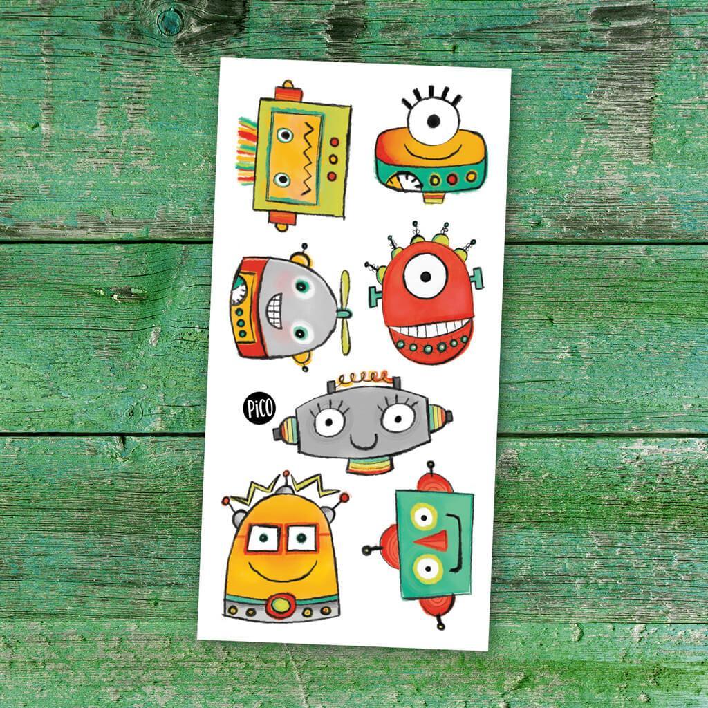Tatouages temporaires - Robots rigolos - Pico tatouage par Pico tatouage vendu par MlleetCoco.com
