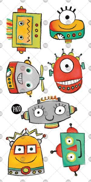 Tatouages temporaires - Robots rigolos - Pico tatouage par Pico tatouage vendu par MlleetCoco.com