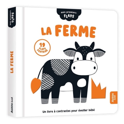 Auzou livre textures noir blanc éveil ferme bébé enfant