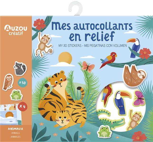 Auzou pochette autocollants relief animaux activite enfant 3 ans