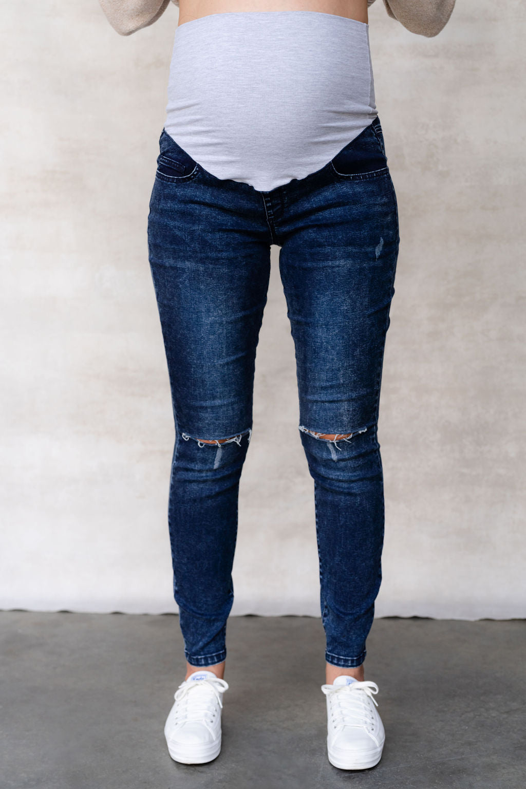 jeans bleu foncer rose maternite compagnie quebecoise