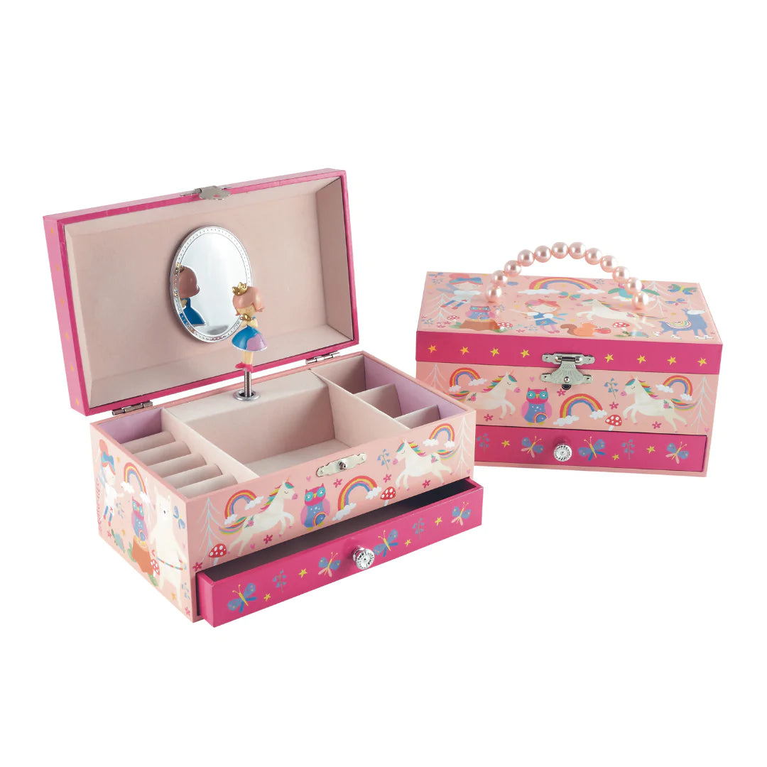 coffre bijou licorne arc-en-ciel ballerine musique 
