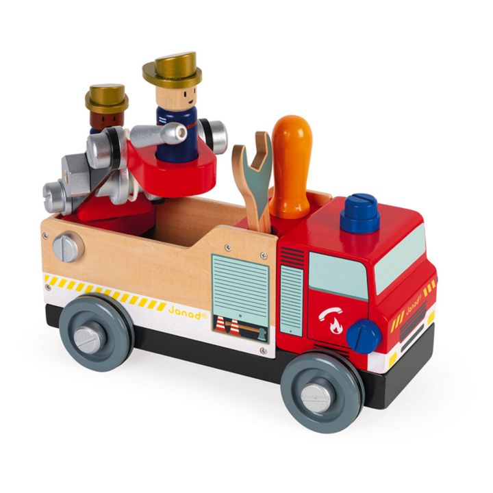 camion pompier bois construction brico kids janod jouet