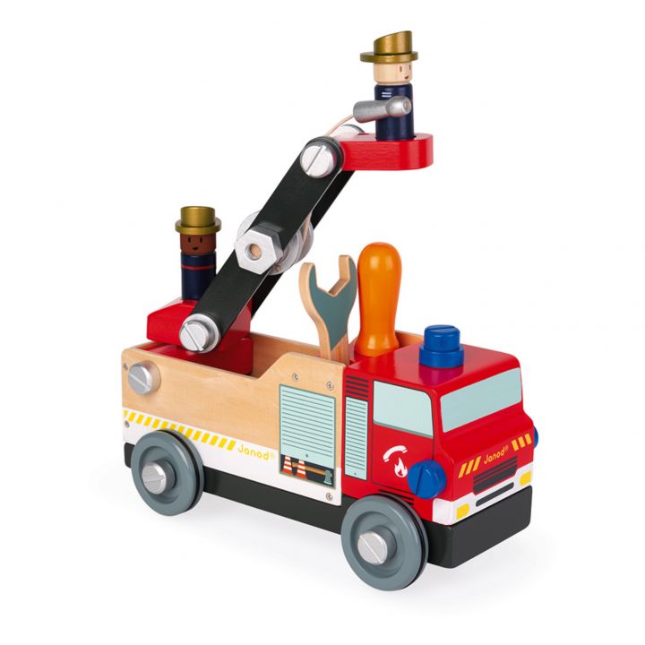 camion pompier bois construction brico kids janod jouet