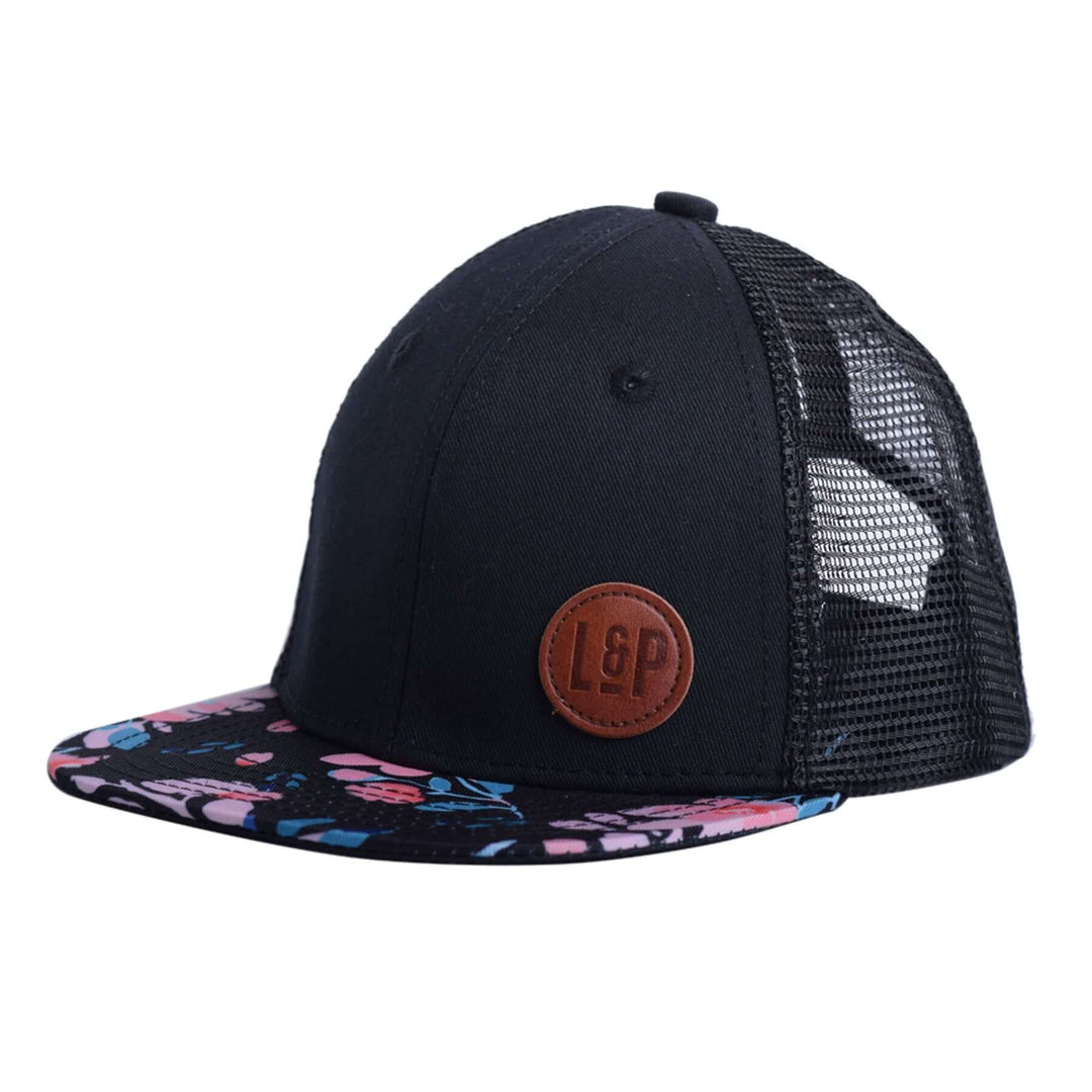 L&P casquette noir et filet noir avec palette fleurie compagnie québécoise