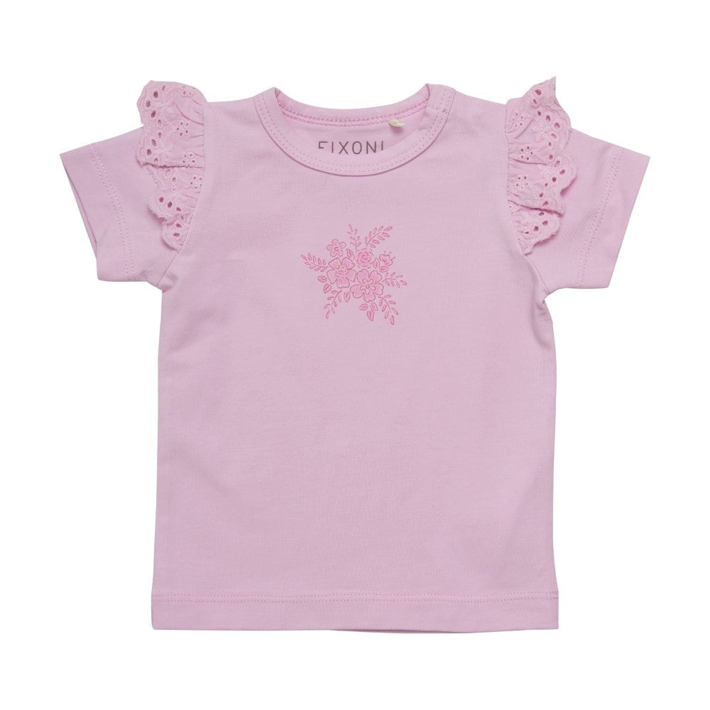 t-shirt manche courte rose lilas vêtement enfant Fixoni