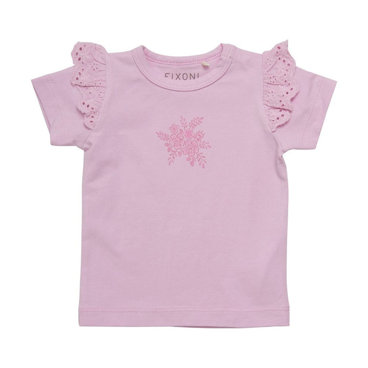 t-shirt manche courte rose lilas vêtement enfant Fixoni