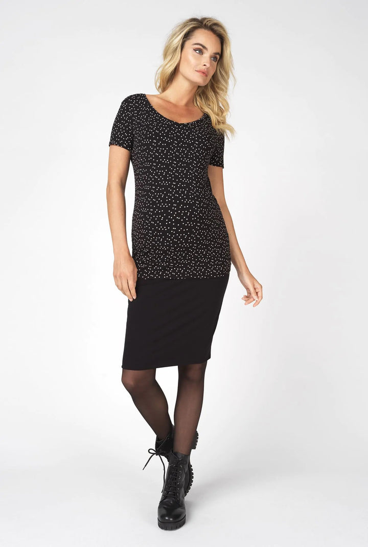 chandail manche courte noppies rome noir pois blanc maman