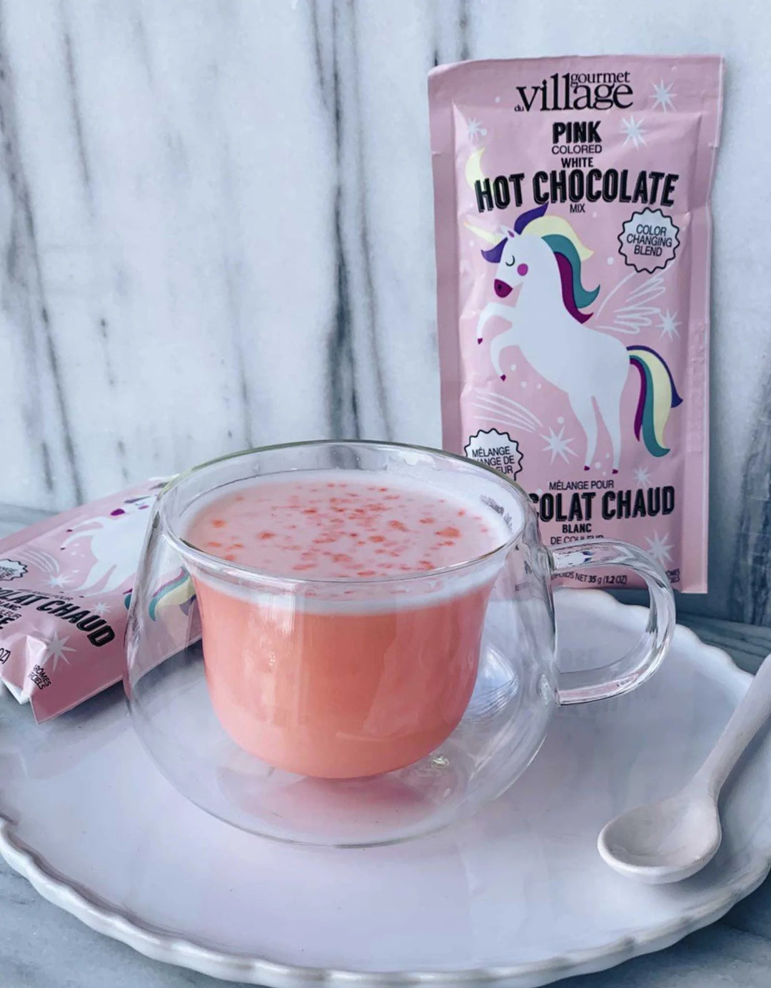 chocolat chaud licorne rose change couleur gourmet du village