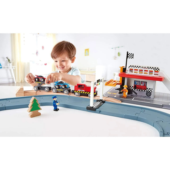 transporteur voiture course train magnetique jouet enfant hape