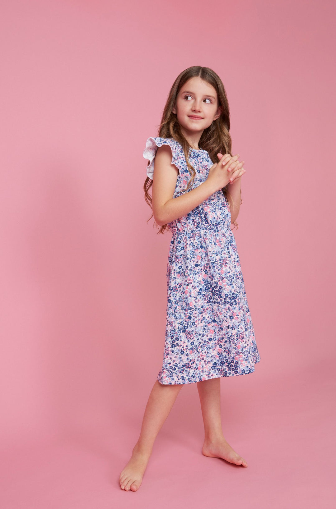 creamie robe fleurisans manches volants vêtement fille été