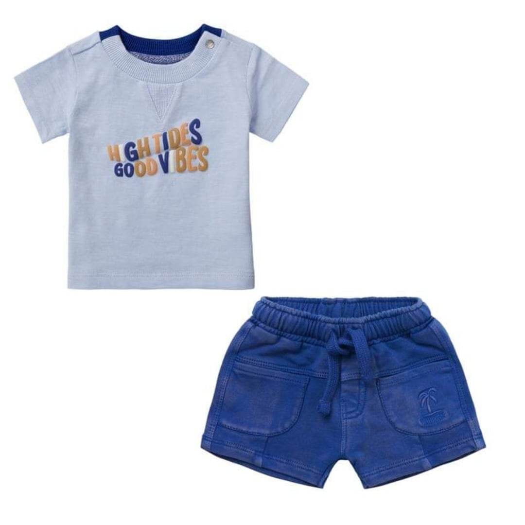 ensemble tshirt bleu ciel short royale vêtement bébé noppies