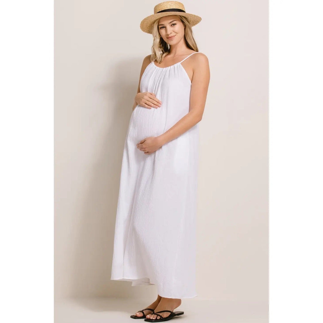 Hello miz robe longue avoine beige vêtement maternité allaitement grossesse