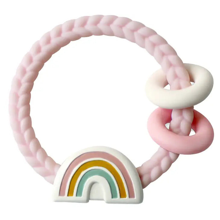 Itzy ritzy hochet dentition silicone arc en ciel rose jouet