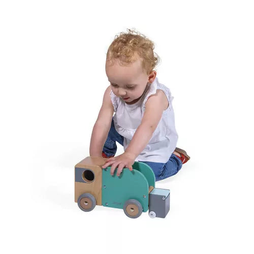 camion poubelle bois janod enfant apprentissage amusant